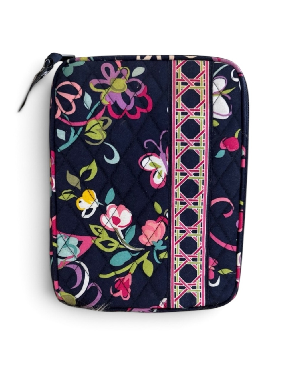Vera Bradley ‘Ribbons’ Navy Quilted Floral Zippered Tablet Organizer